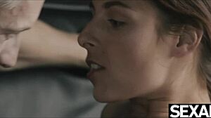 see her big natural tits bouncing as she rides her lover in missionary?