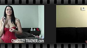 Hey, your cock is getting locked up for a very long time 😈 with femdom teasing and handjob humiliation