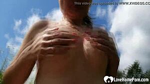 horny chick gets bent over outdoors