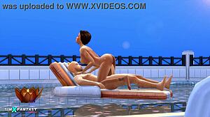 jade rosa feels intense passion in the pool during sims 4 hentai scene