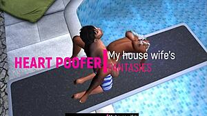 Cartoon Couple Engages in Outdoor Pool Sex on Jumping Board