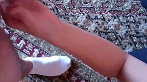 Femdom teasing leads to handjob and orgasm in POV