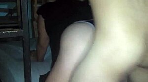 He fucks her doggystyle in the thong at night.