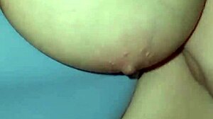 This amateur MILF slut with huge tits gets her pussy fucked missionary style, leaking juices in POV.