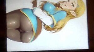 Anime cum tribute to princess zelda in latex