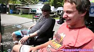 Real College Sluts Fuck Outdoors At Carwash 😈