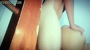 This African American girl has a big booty that's just amazing.