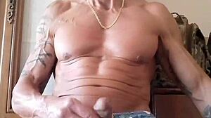 I stroke my monster cock until beautiful cumshot