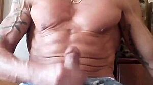 I stroke my monster cock until beautiful cumshot