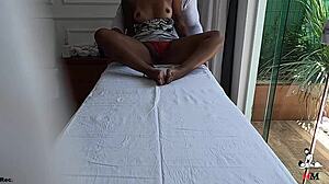 hidden camera in women's office for tantric massage real video