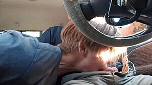 Black guy gives blowjob on road head 2.