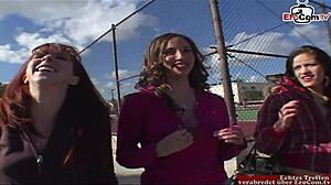 three babes picked up for a private interracial orgy on the street 😏