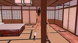 These three girls are having a blast with strapon in 3D lesbian porn.