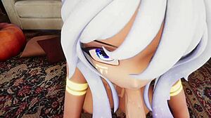 Elfie Love's hentai vtuber blowjob in 3D VRChat MMD, is it real or fantasy? Watch the close-up cum on face.