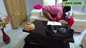 Ebony student seduces brother for big black cock orgasm.