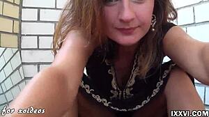 teen gives footjob and handjob to big dildo