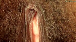 black ebonny's hairy pussy close up