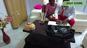 Ebony student seduces brother for big black cock orgasm.