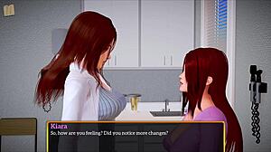 Redhead amateur with big tits in family game