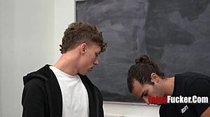 the burglar twink gets punished in the garage with rough blowjob and bareback