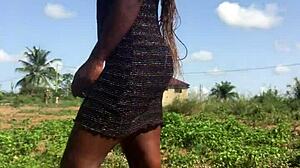 Crazy bitch twerks her big ass outdoors.