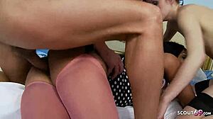 Skinny wife Paige surprises husband with curvy ebony mom India for FFM threesome