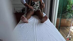 hidden camera in women's office for tantric massage real video