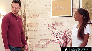 Stacked ebony goddess enjoys nuru massage ride with teasing 😏