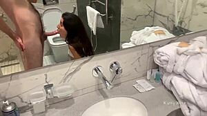 Young Babe Feels Excited Sucking And Fucking In Bathroom After College