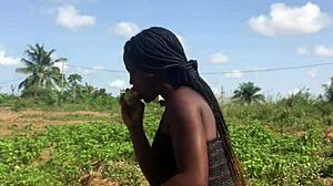 Crazy bitch twerks her big ass outdoors.