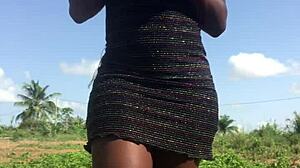 Crazy bitch twerks her big ass outdoors.