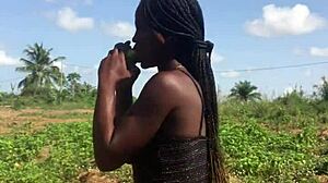 Crazy bitch twerks her big ass outdoors.