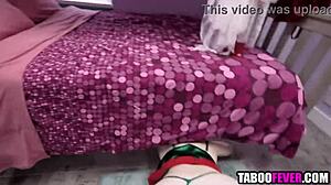 Young brunette stepdaughter gets anal fucked by father-in-law in christmas pov scene