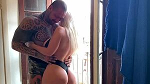 Big man fucking my pussy so rough in lingerie with big natural tits