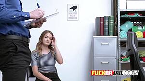 Petite Brunette Shoplifter Drilled Hard in Shop Roleplay