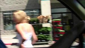 Two girls give blowjob in group threesome