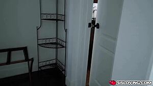 stepbrother interacts with scarlett bloom in shower room