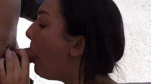 Teen 18+ Brunette Seduces Officer With Outdoor Blowjob Action