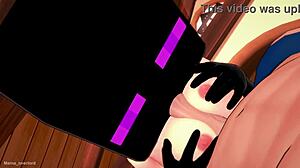 Girlfriend uses Enderman mask for hentai 3D!