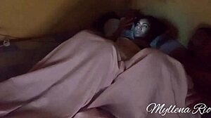 Amateur brunette couple in sensual reality sex