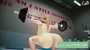 i feel so exposed being nude at gym in 3d hentai cartoon. pussy on display.