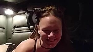 kitty gives blowjob with buttplug