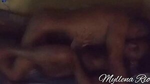 Amateur brunette couple in sensual reality sex