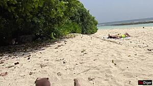 voyeur pervert jerks off busty milf and her stepdaughtr and cums on their faces while they sunbath