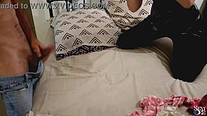 french amateur in green leather pants gets doggy style pov with ass licking, blowjob, and spanking