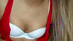 Beautiful crossdressing transsexual in makeup shows off