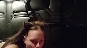 kitty gives blowjob with buttplug