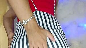 Beautiful crossdressing transsexual in makeup shows off