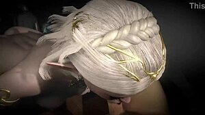 sexy blonde elf girl sucking cock in the dark