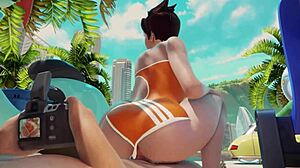 overwatch tracer riding cock on the beach